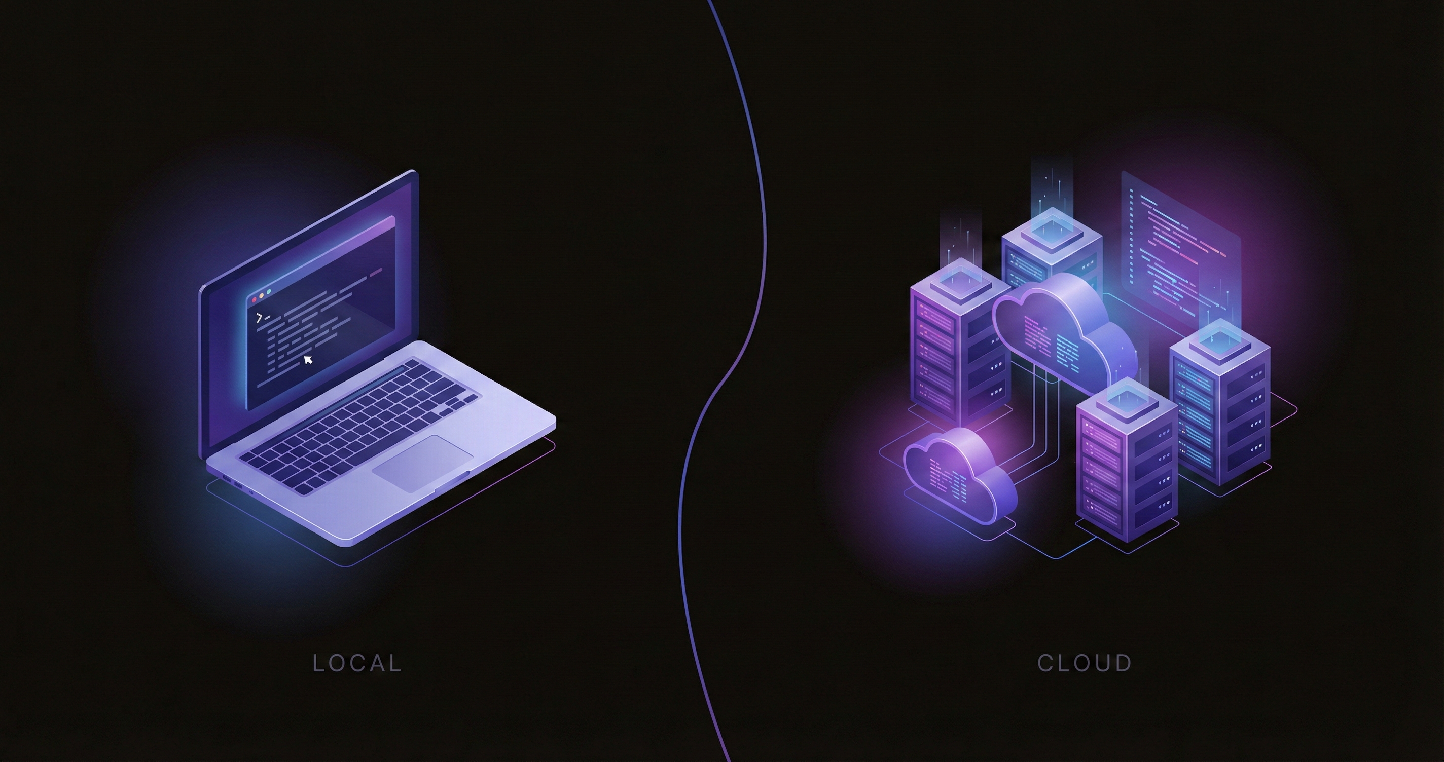 Laptop versus cloud server split comparison